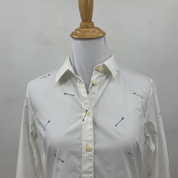 Banana Republic Tailored Fit Shirt Womens 4 White Arrow Heart Button Up Collared - Picture 4 of 11